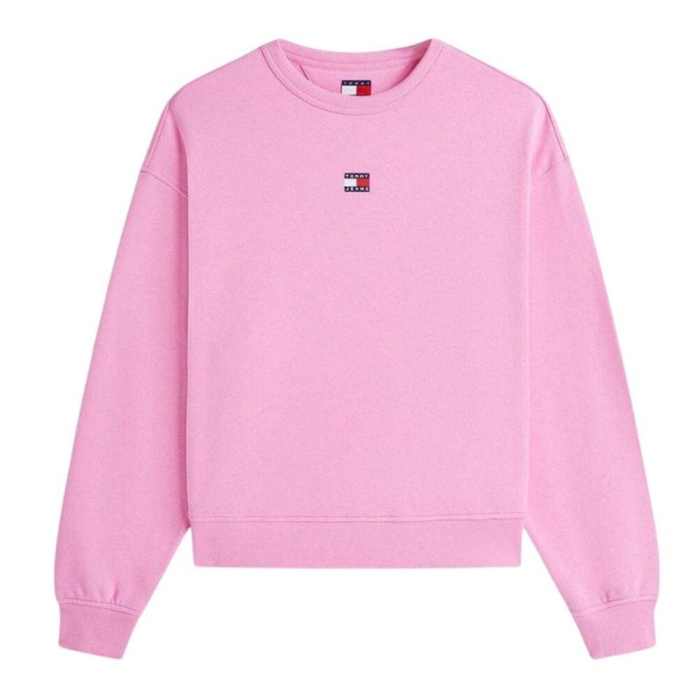 Tommy Jeans Womens/Ladies Button Crew Neck Boxy Sweatshirt / Pink